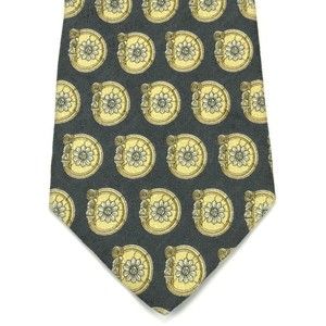 Men's Valentino Cravatte Collection Gray Yellow Baroque Floral Tie Made in Italy